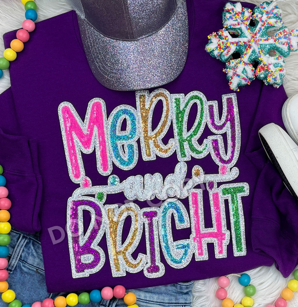 Merry & Bright Colorful Sequin Sweatshirts (Adult)