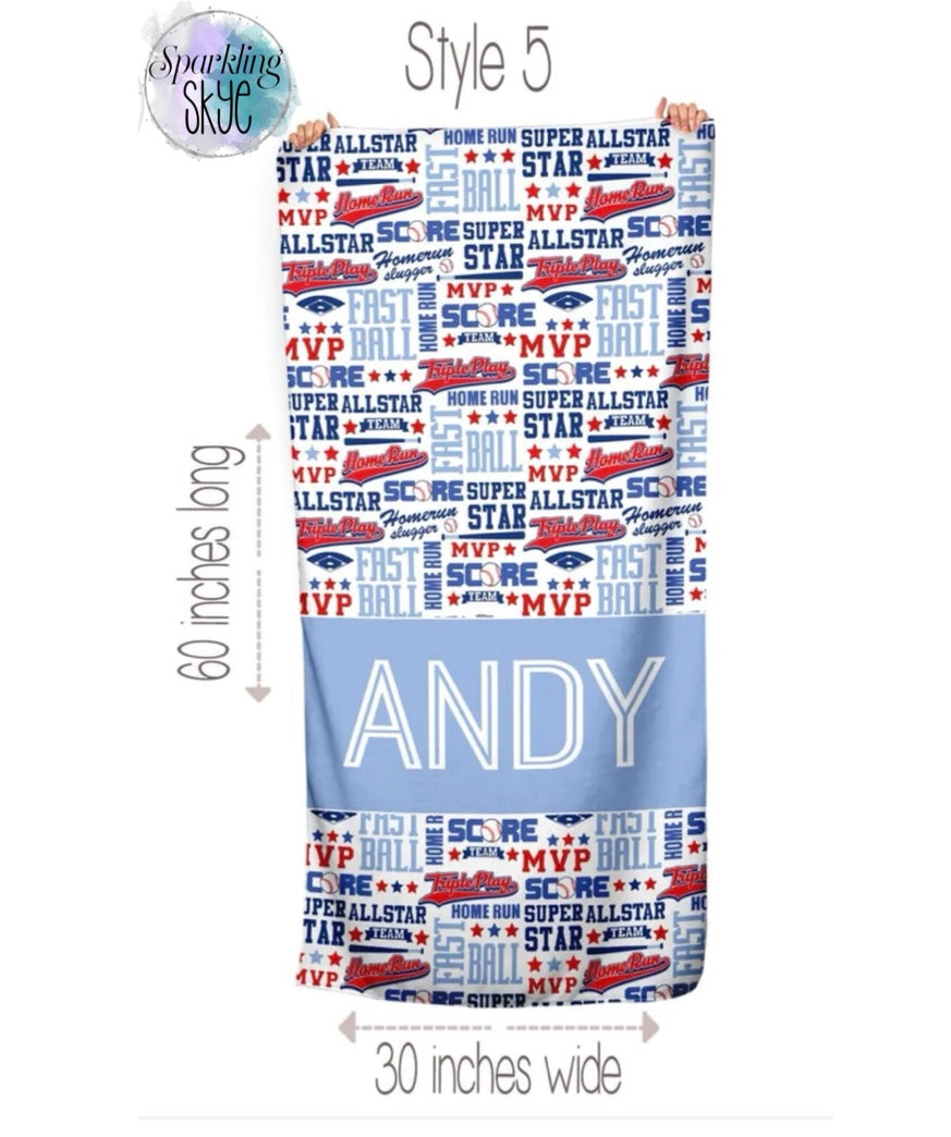Baseball Name Beach Towels