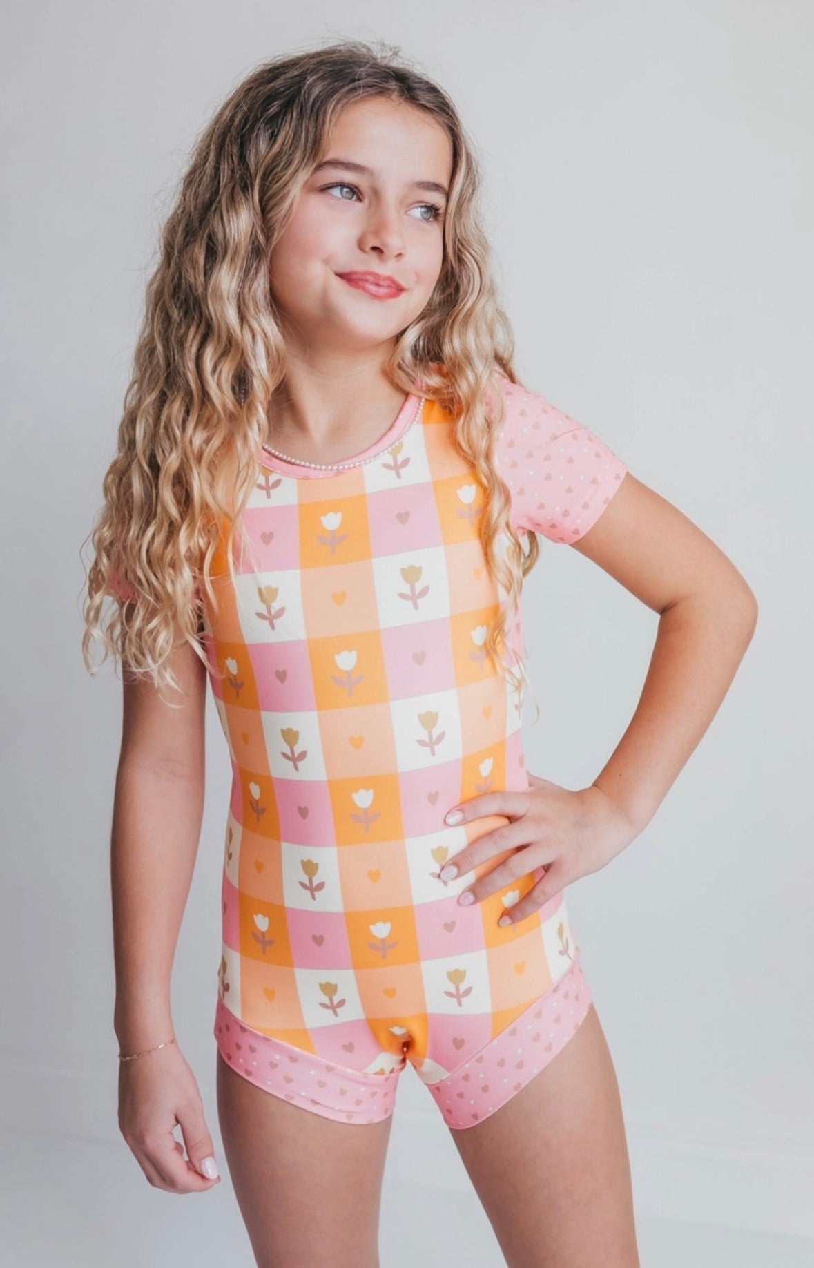 Tangerine & Pink Hearts Leotard