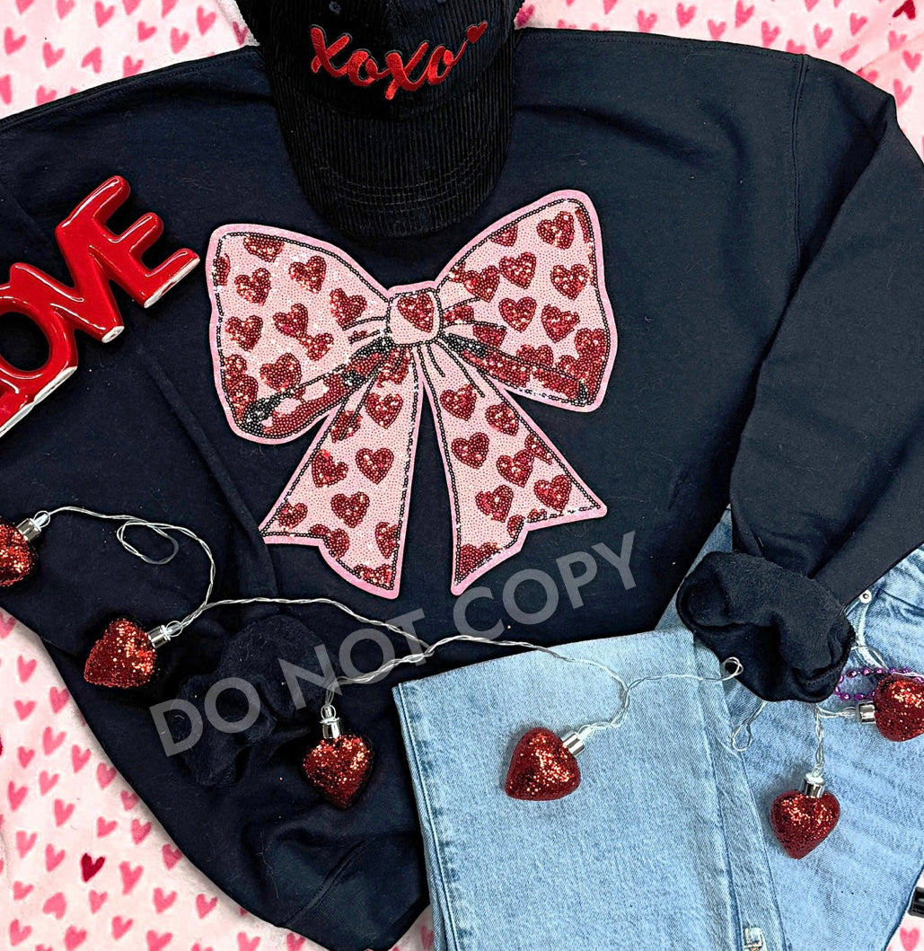 Heart Bow Patch Sweatshirts (Adult)