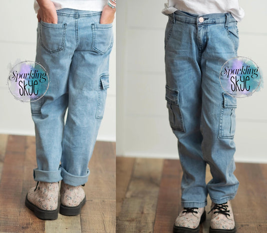 Light Wash Cargo Jeans