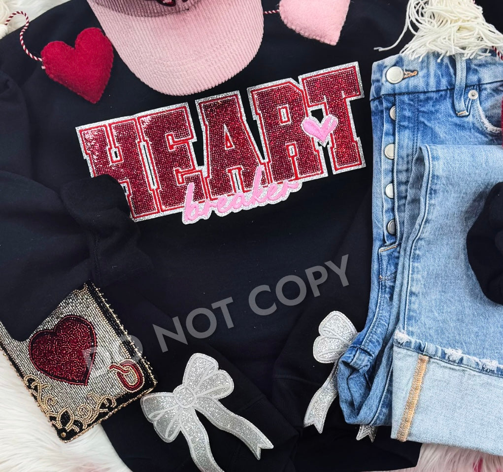 Heart Breaker Sequin Patch Sweatshirts (Adult)