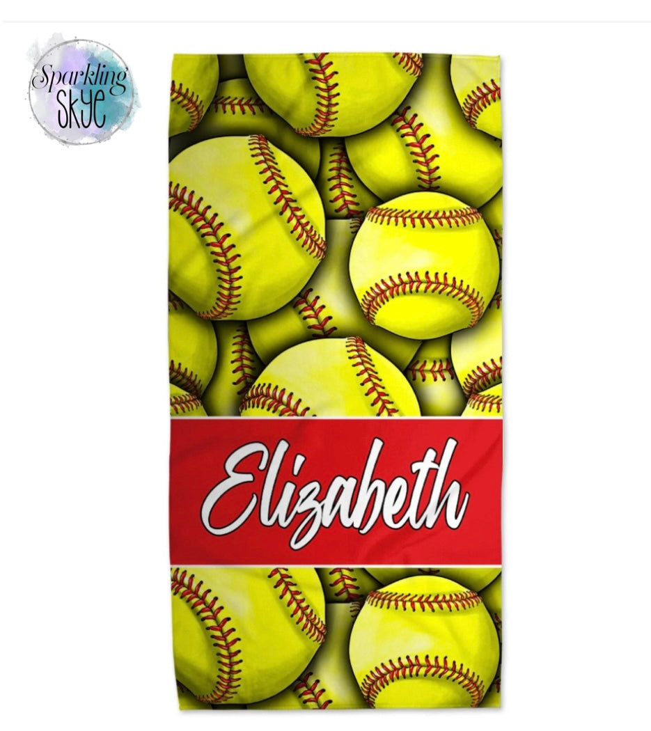 Softball Name Beach Towels