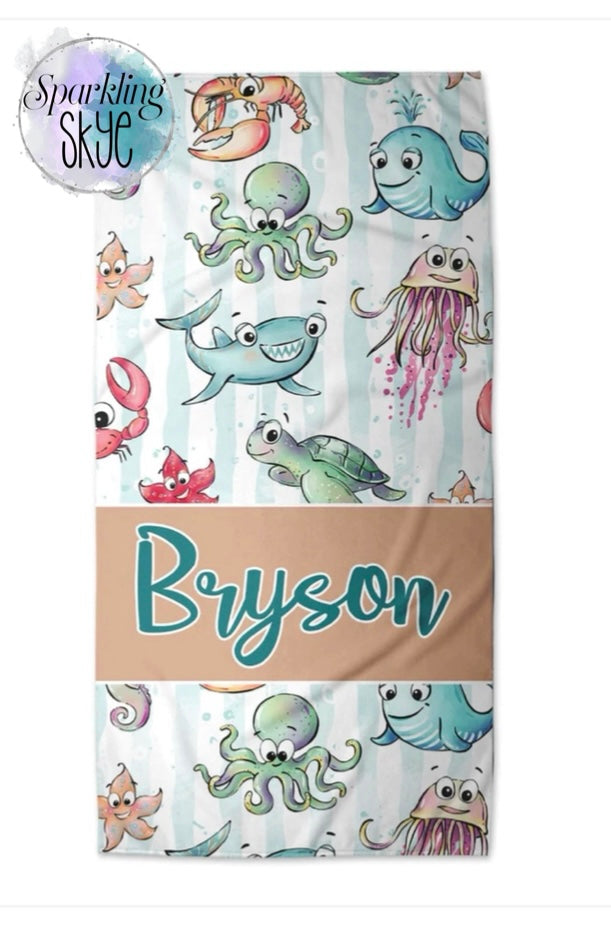 Under The Sea Name Beach Towels
