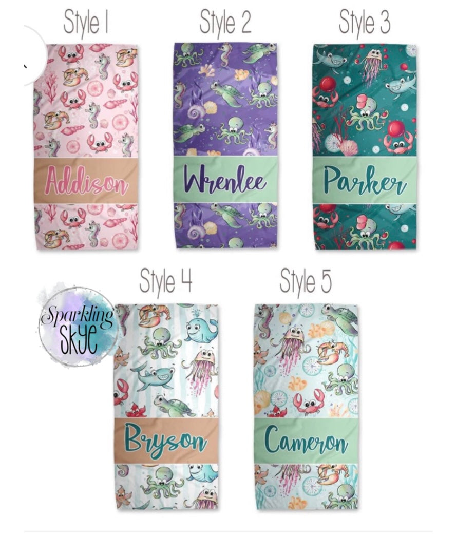 Under The Sea Name Beach Towels