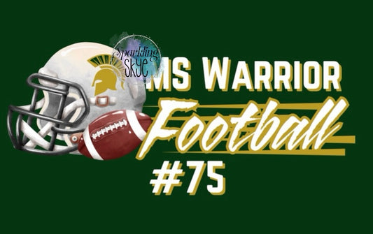 Personalized Middle School Warrior Football 25/26 Tees (Adult)