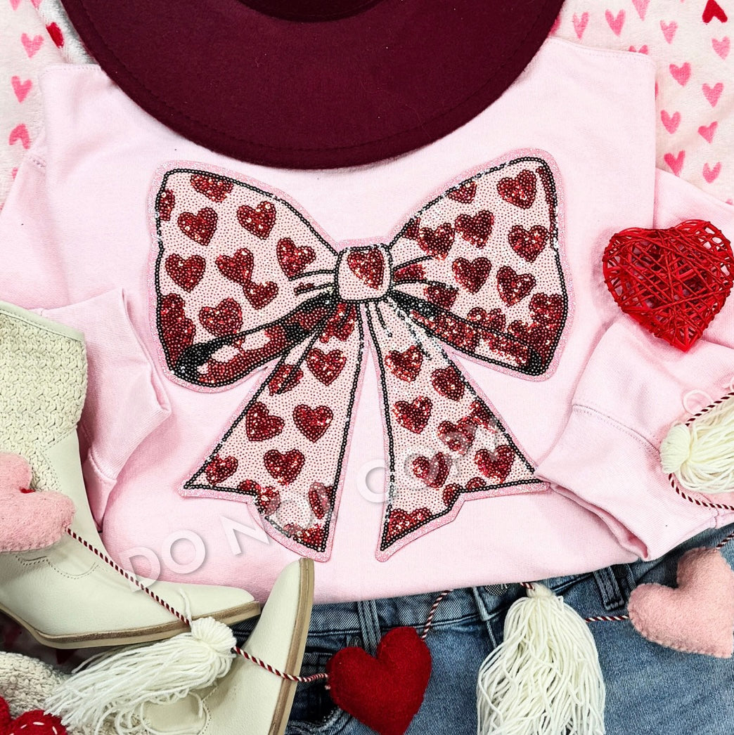 Heart Bow Patch Sweatshirts (Adult)