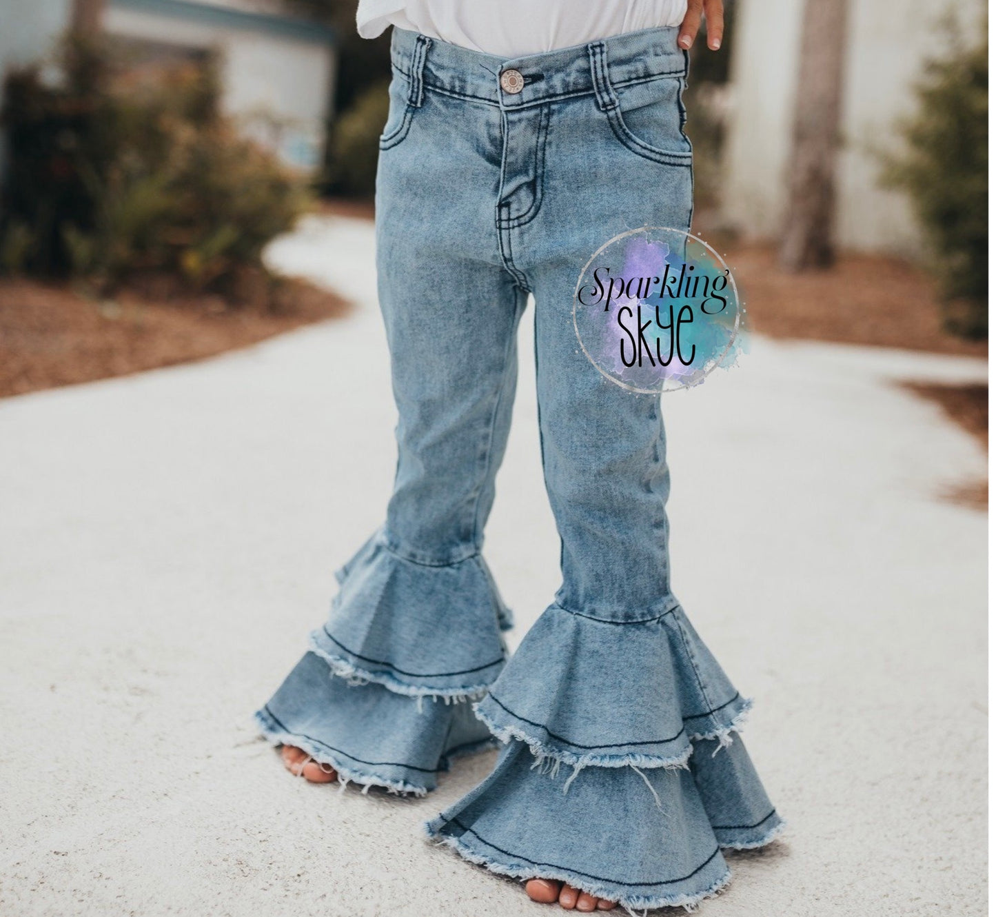 Light Wash Double Ruffle Jeans