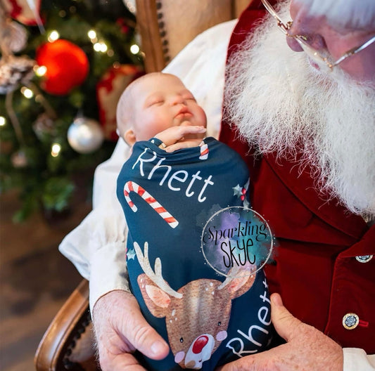 Reindeer Name Swaddle Blanket