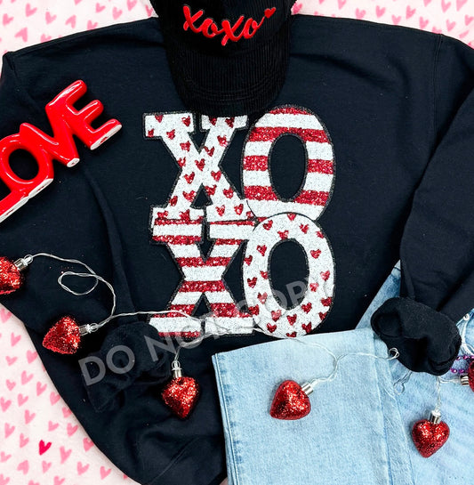 Stacked XOXO Sequin Patch Sweatshirts (Adult)