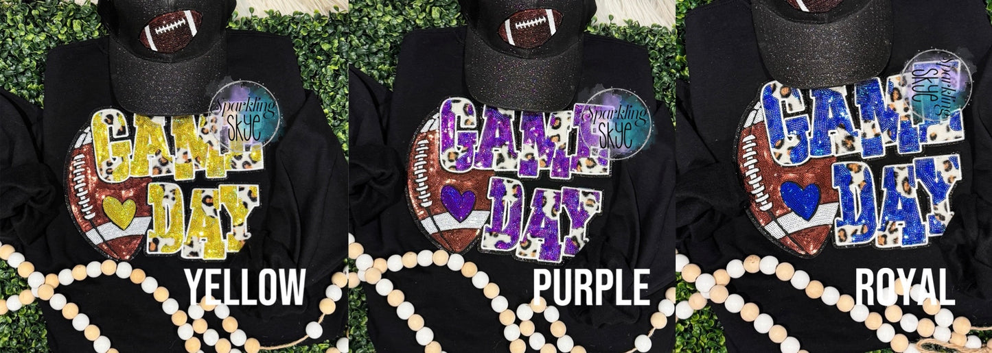 Game Day Leopard Sequin Patch Sweatshirts (Adult)