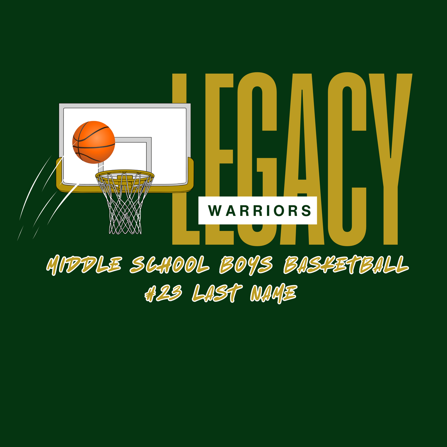 Middle School Warrior Basketball 25/26 Tees (Youth & Toddler Sizes)